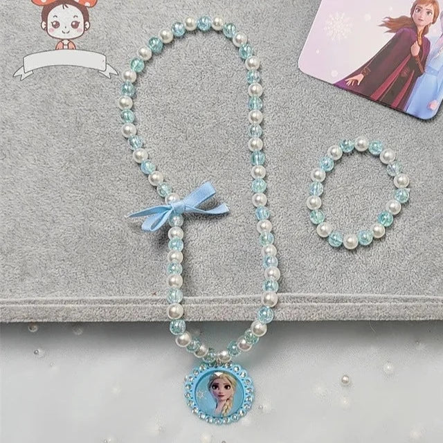 Bracelet et collier Reine des Neiges bleus