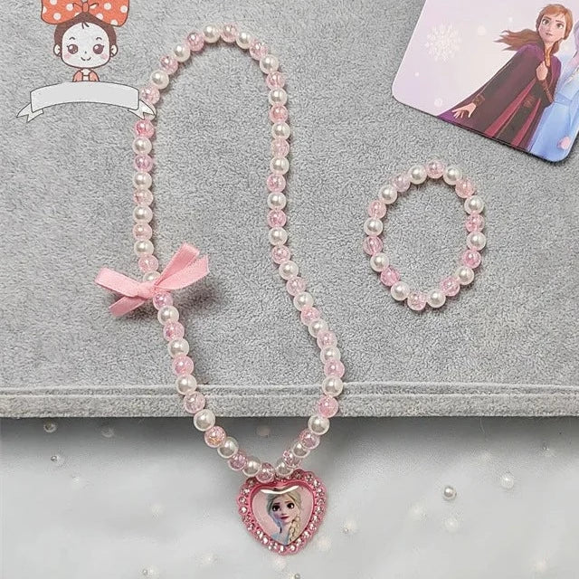 Bracelet et collier Reine des Neiges roses