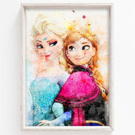 Toile Reine des Neiges Anna et Elsa
