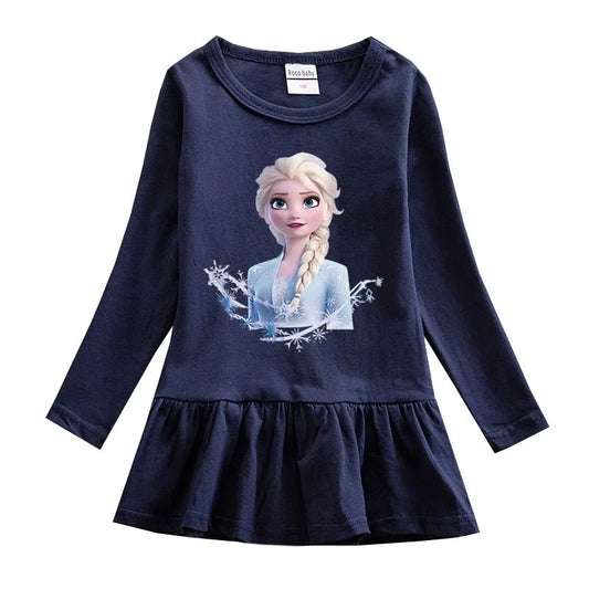 Robe Reine des Neiges bleu marine