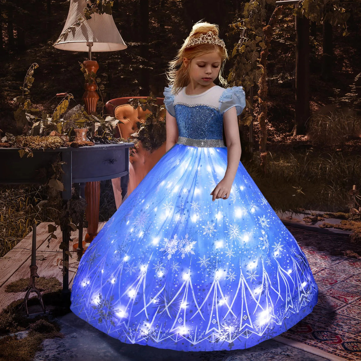 Robe reine des Neiges Lumières LED