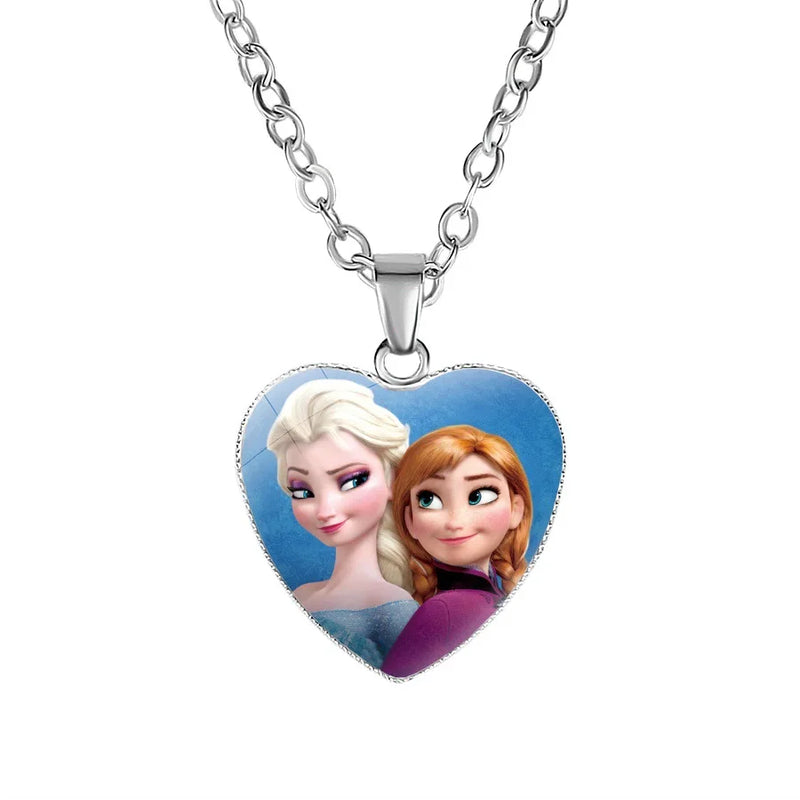 Collier coeur Reine des Neiges : Anna et Elsa