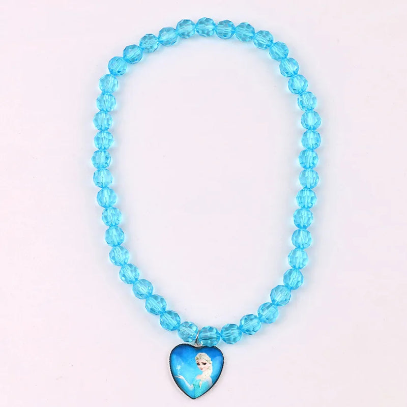 Collier avec bracelet bleus Reine des Neiges